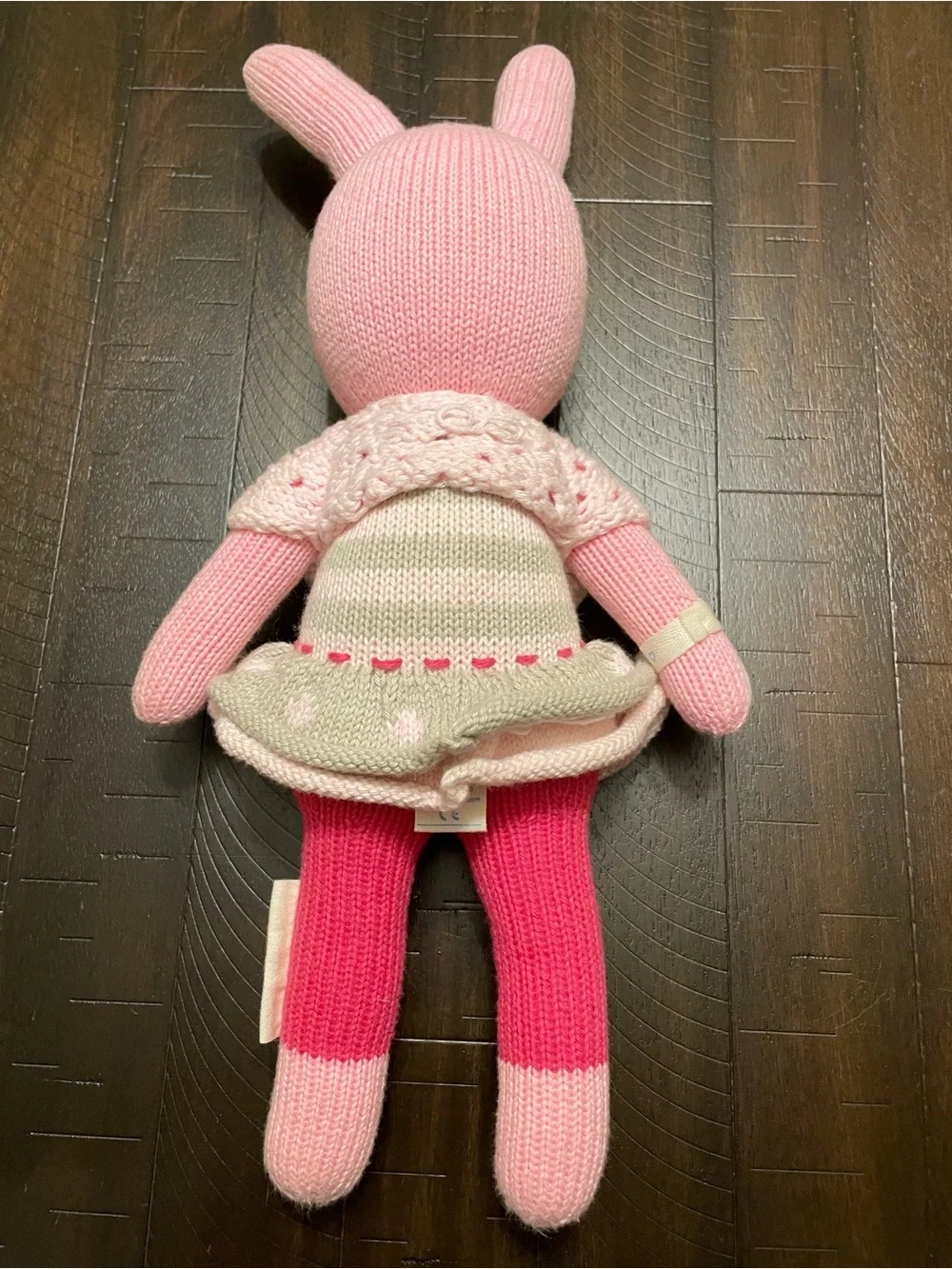 Handcrafted Pink Bunny Knit Doll - Plush Dress-Up Toy